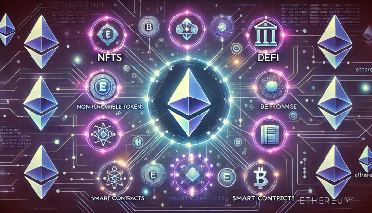 "Ethereum cryptocurrency and blockchain ecosystem including NFTs, DeFi, and smart contracts."