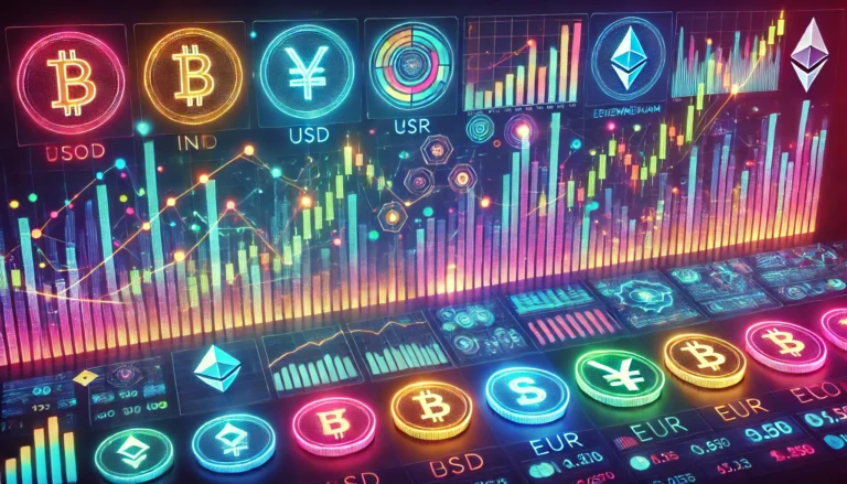 "Digital financial dashboard highlighting top-performing sectors, Forex currencies, and cryptocurrencies in 2025 with upward growth indicators"